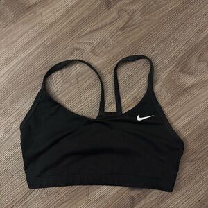 Nike Women's Black Sports Bra with White Logo